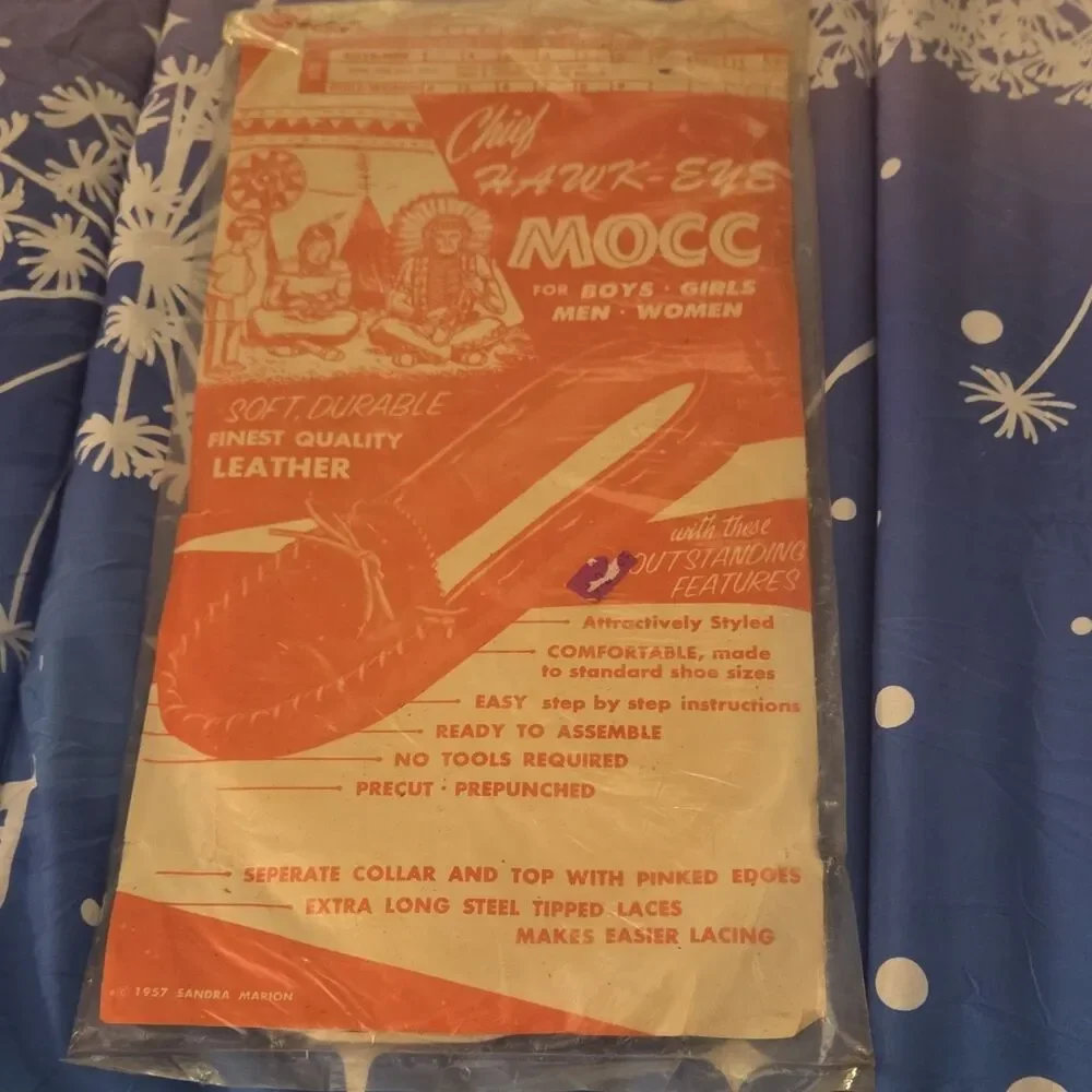 Vintage Chief Hawk-Eye Mocc Leather Moccasin Kit Native American Sandra Marion